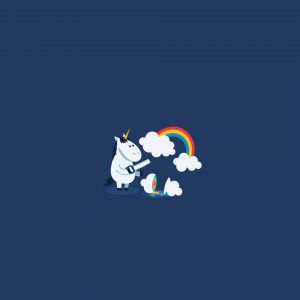 Unicorno che dipinge un arcobaleno