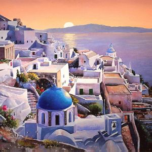 Vista di Santorini al Tramonto