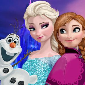 Personaggi di Frozen: Elsa, Anna e Olaf